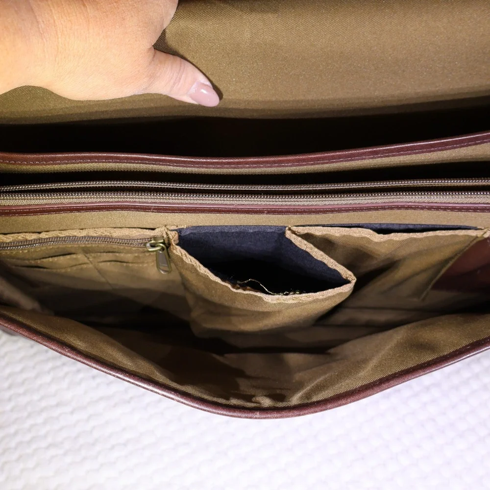 Bob Timberlake Mens Briefcase Brown Leather Messenger Bag 4110847
